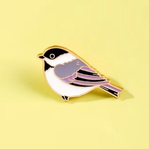 Enamel Chickadee Bird Pin - Multi-Color (Polychrome)